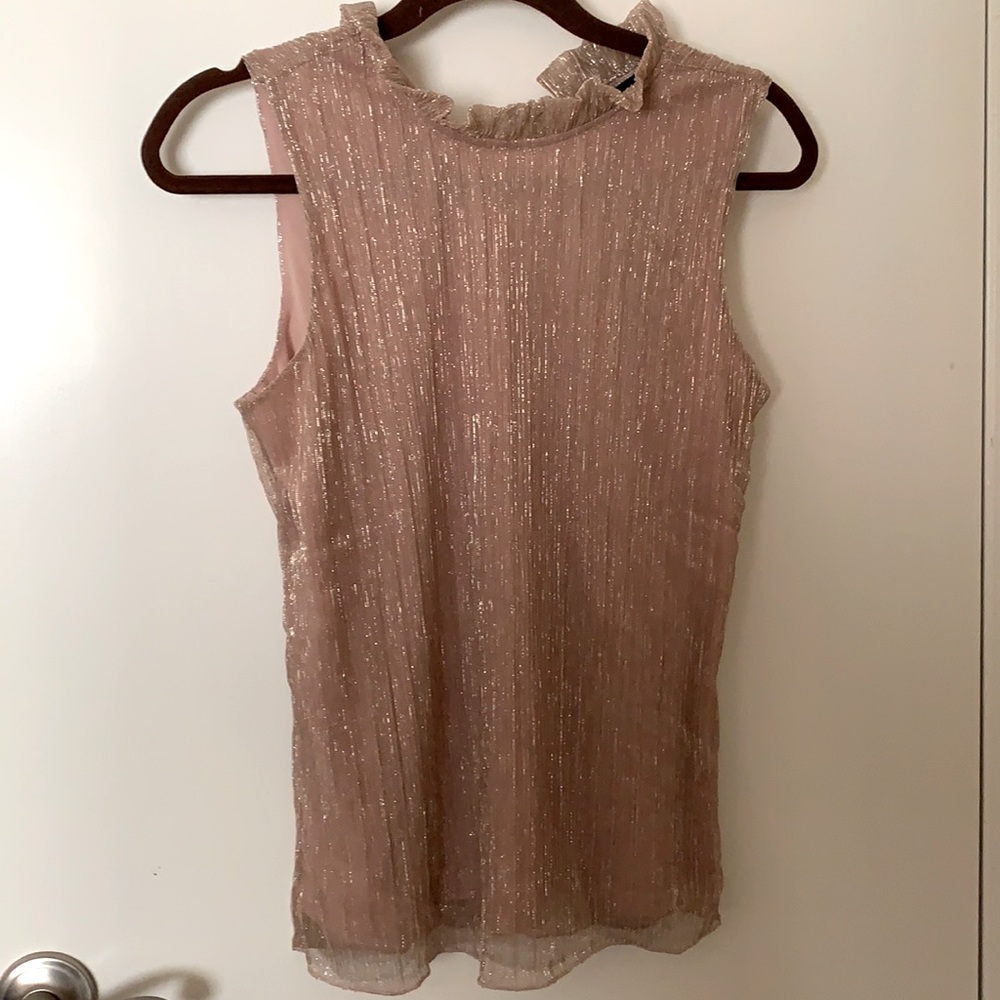 ADIVA gold shimmer ruffle neck small NWT